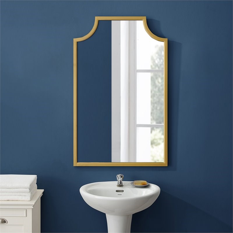 Crosley Aimee Decorative Bathroom Mirror in Soft Gold Homesquare