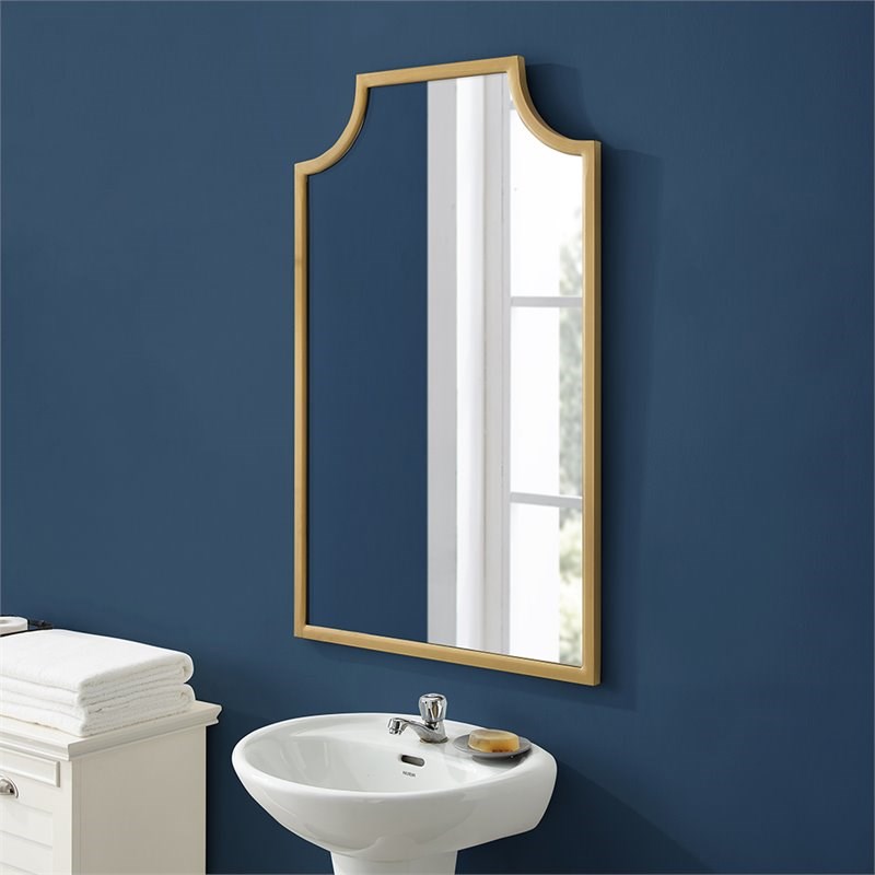 crosley aimee decorative bathroom mirror in soft gold