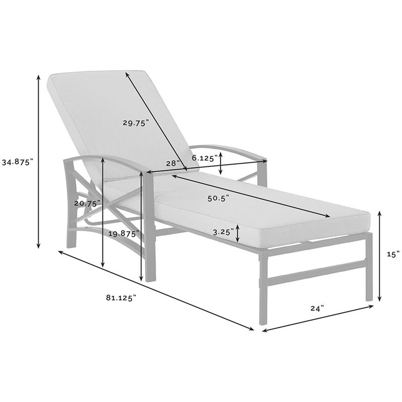 Kaplan Chaise Lounge Chair – Gray – Crosley For Sale