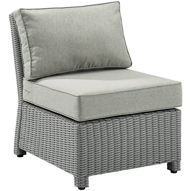 Crosley Bradenton Wicker Patio Armless Chair in Gray