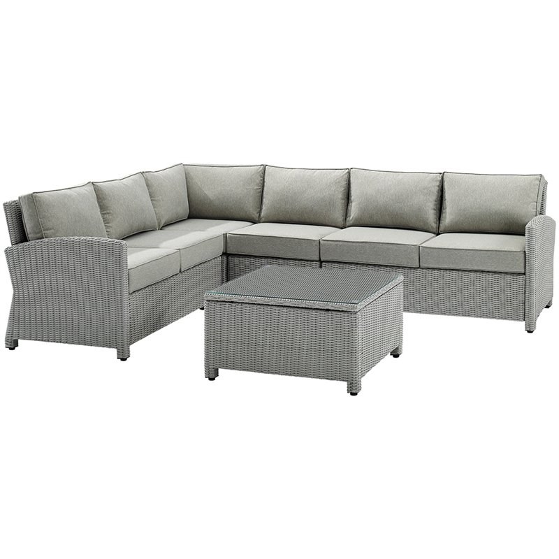 crosley bradenton 5 piece wicker patio sectional set in ...