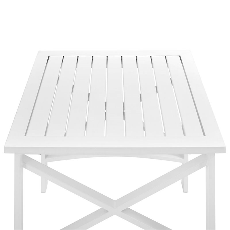slatted metal patio table
