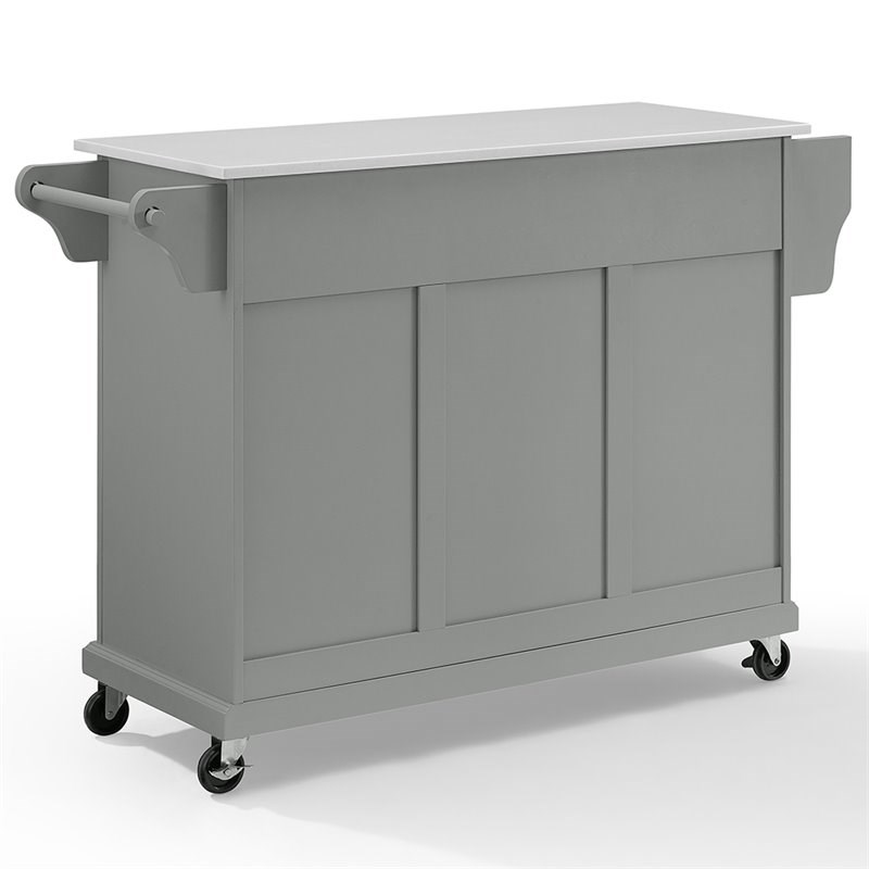 Crosley White Granite Top Kitchen Cart in Gray