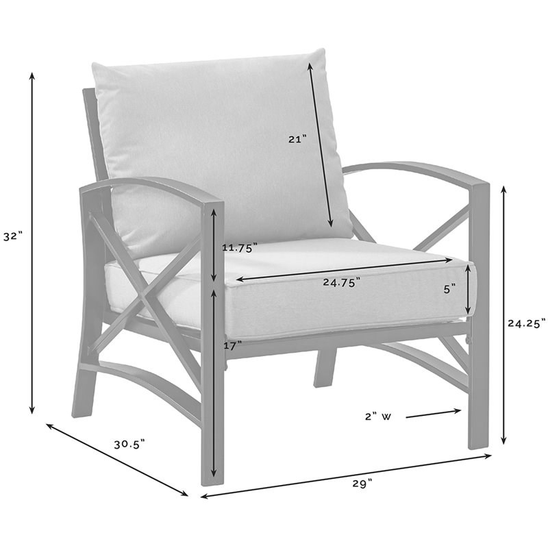 Crosley Kaplan Patio Arm Chair in Gray and White