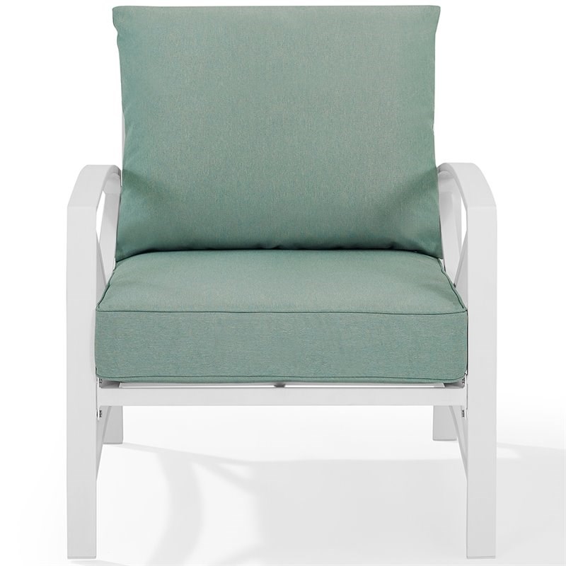 Crosley Kaplan Patio Arm Chair in Mist and White