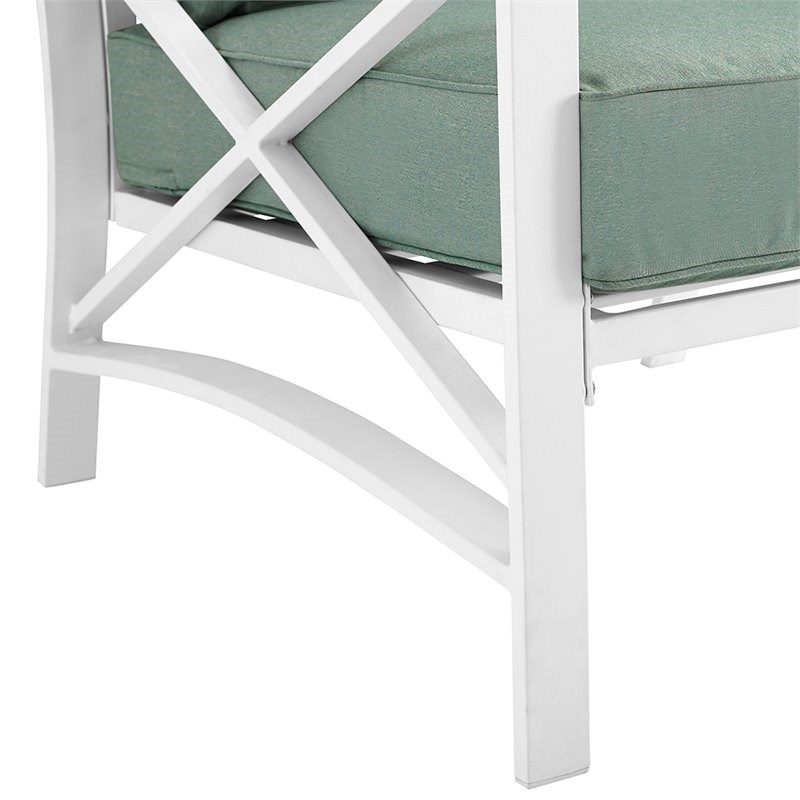 Crosley Kaplan Patio Arm Chair in Mist and White