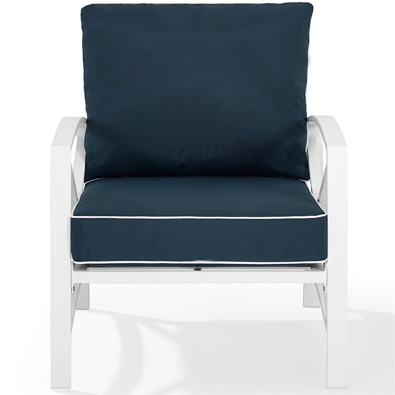 Crosley Kaplan Patio Arm Chair in Navy and White