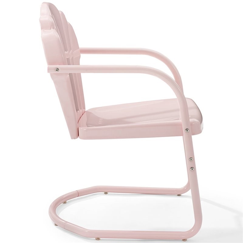 Crosley Tulip Metal Patio Chair in Pink (Set of 2)