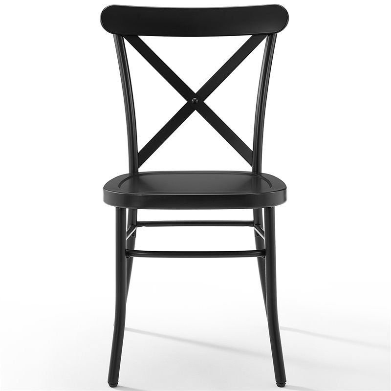 Crosley Camille Metal X Back Dining Side Chair in Matte Black (Set of 2