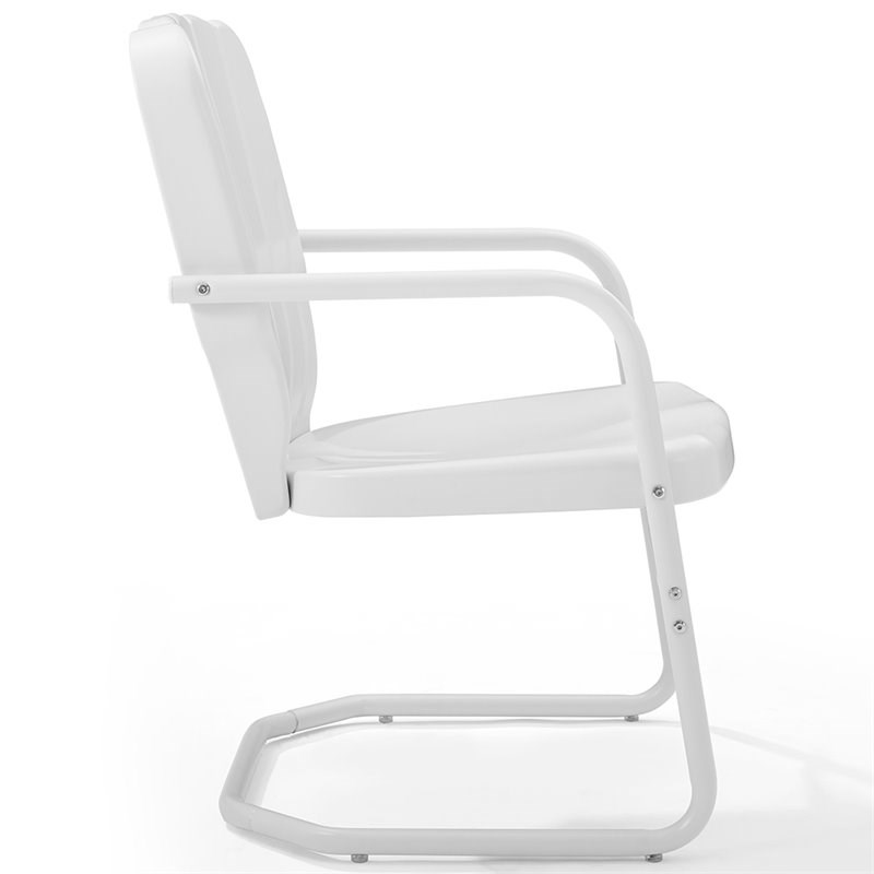 Crosley Ridgeland Metal Patio Chair in White (Set of 2)