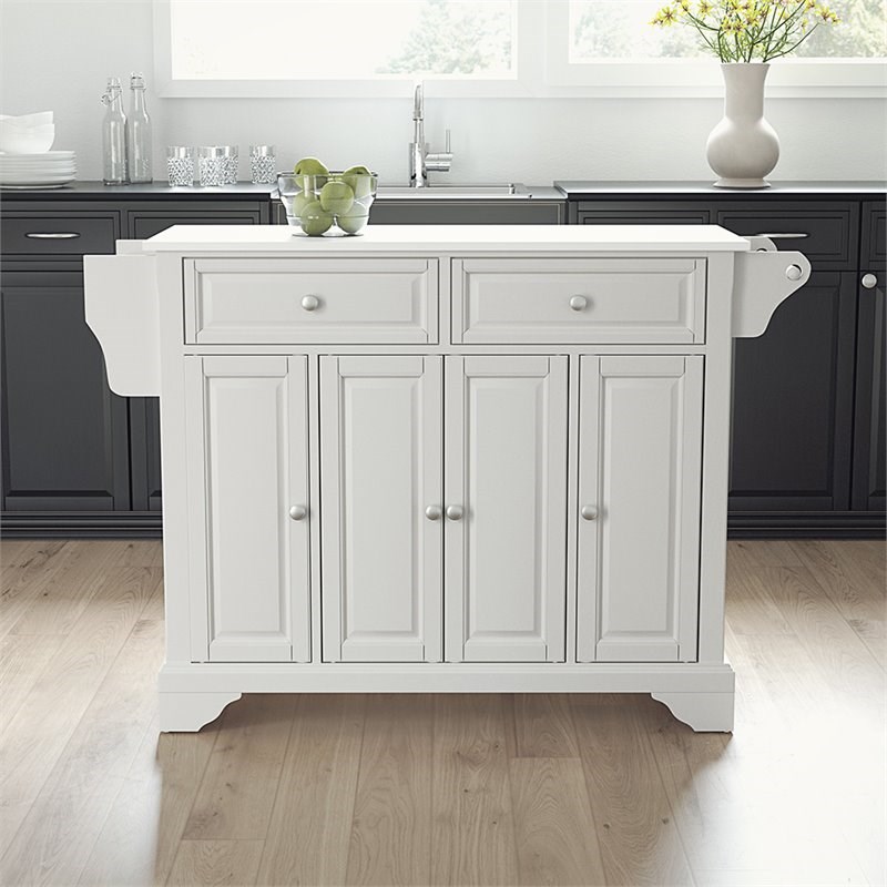 crosley lafayette granite top kitchen island in white - kf30005bwh