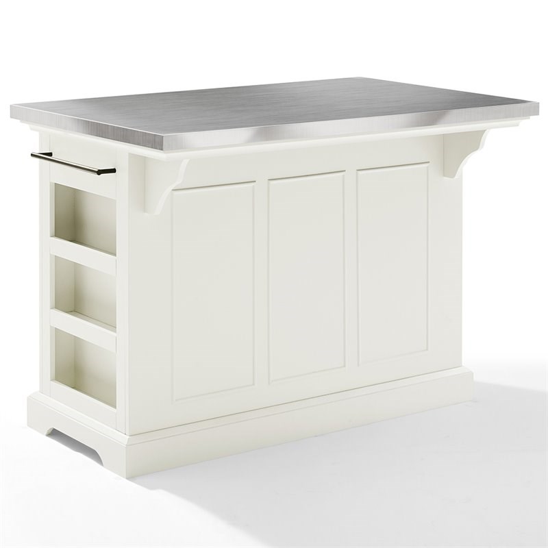 Crosley Julia Stainless Steel Top Kitchen Island in White Homesquare