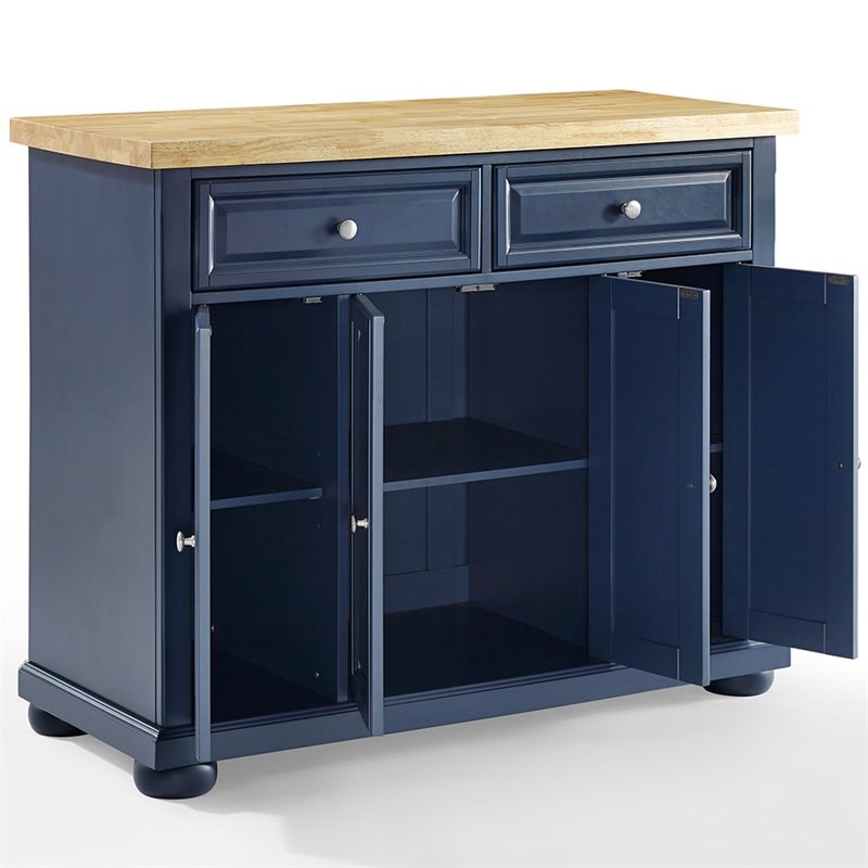 Crosley Madison Wood Top Kitchen Island in Navy Homesquare