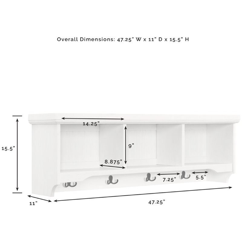 Crosley Seaside Storage Shelf in Distressed White
