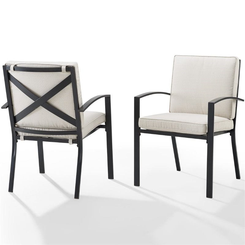 Crosley Kaplan Outdoor Dining Chair Set in Oatmeal (Set of 2) Homesquare