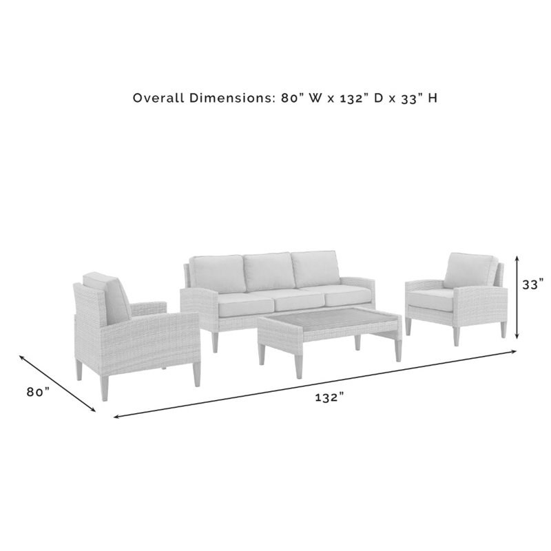 Crosley Capella 4 Piece Outdoor Wicker Sofa Set in Gray