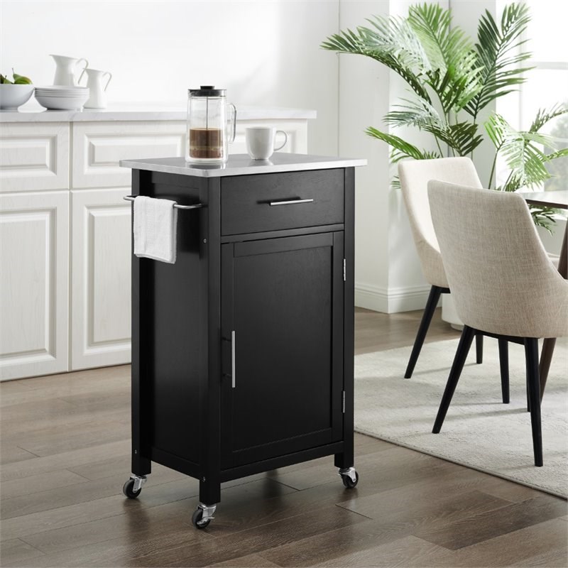 crosley savannah stainless steel top compact kitchen cart ...