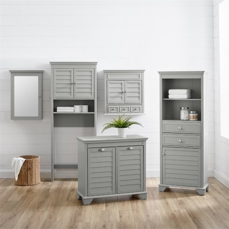 Crosley Lydia Mirrored Wall Cabinet in Gray