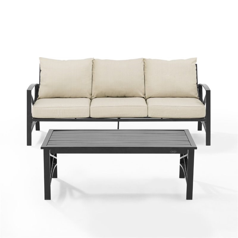 Crosley Kaplan 2 Piece Outdoor Sofa Set in Oatmeal Homesquare