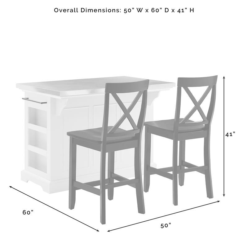 Crosley Furniture Julia 3-piece Wood Kitchen Island Set in Gray