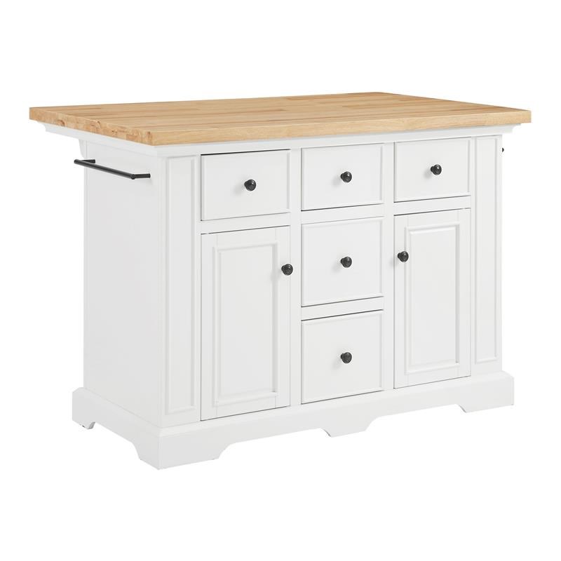 Crosley Furniture Julia 50 Transitional Wood Top Kitchen Island In White Homesquare Crosley Furniture Julia 50, Crosley Furniture Butcher Block Top Kitchen Island In White Finish