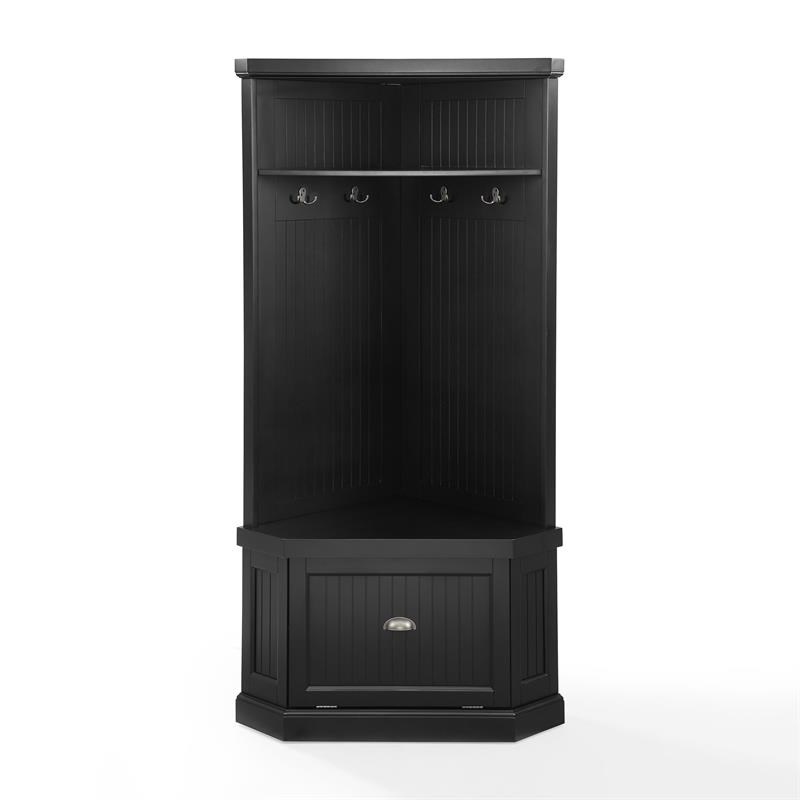 crosley furniture seaside coastal wood corner hall tree in distressed