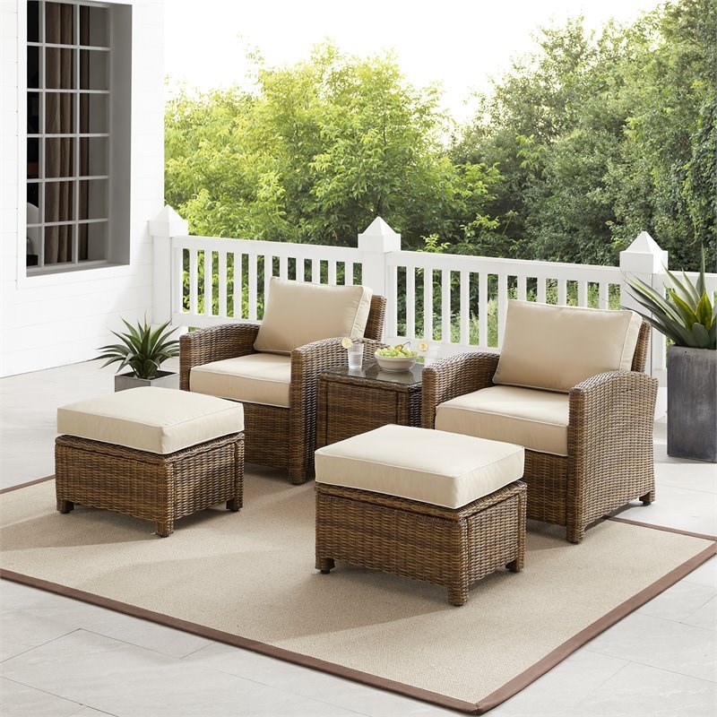 Crosley Furniture Bradenton 5piece Fabric Outdoor Chair Set in Sand
