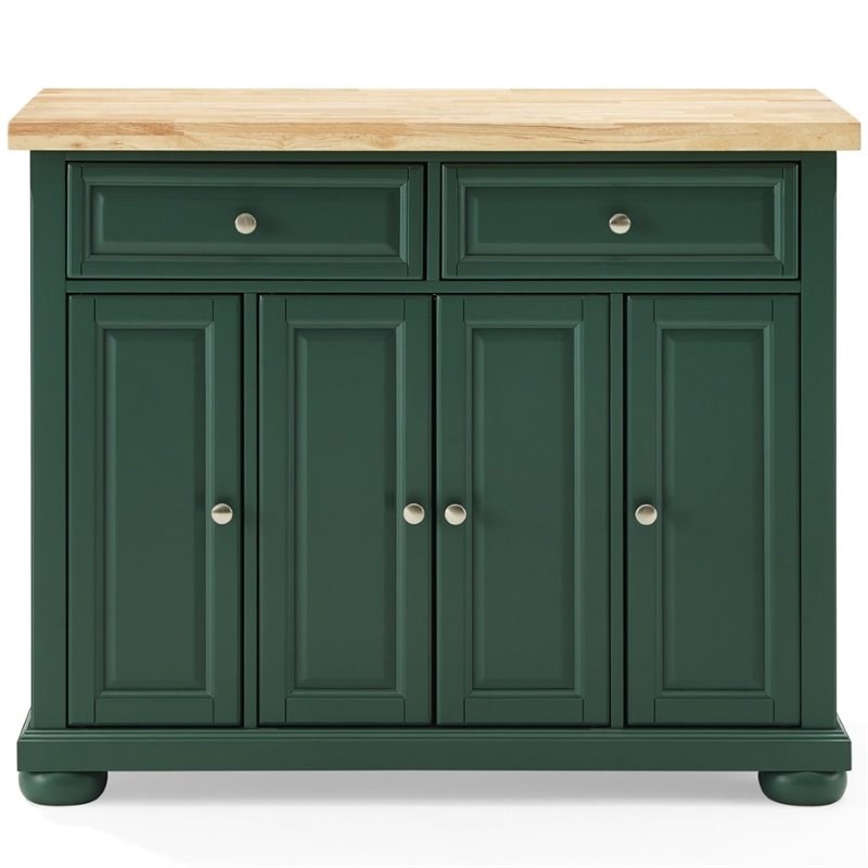 Crosley Furniture Madison Wood Top Kitchen Island Cart in Emerald