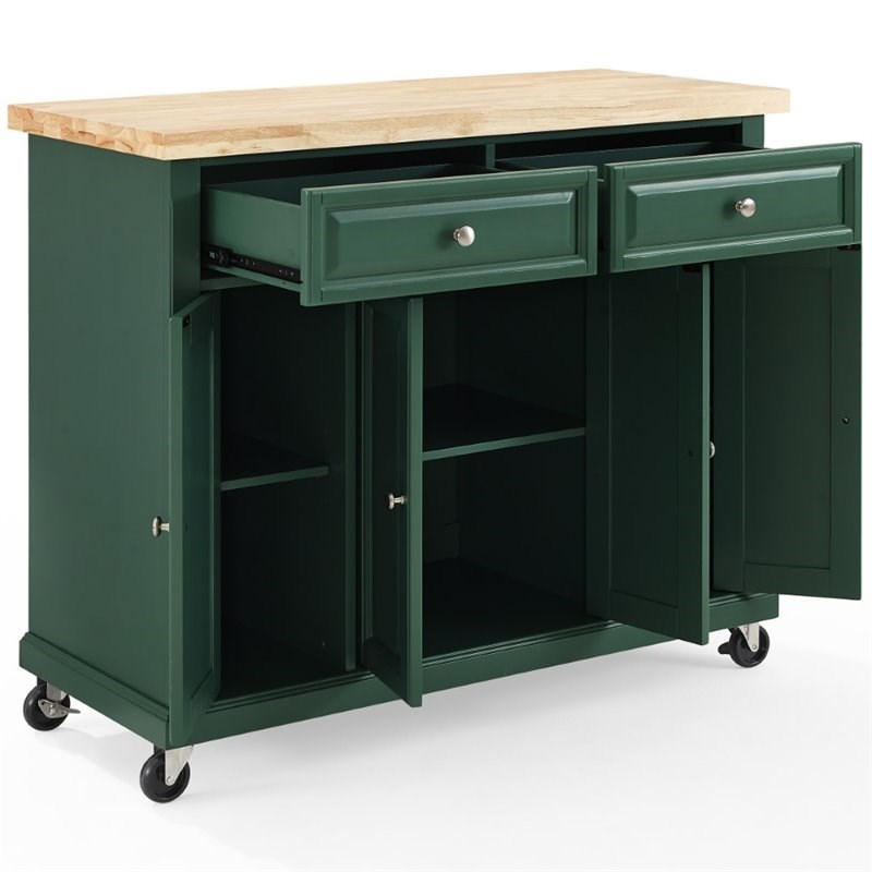 Crosley Furniture Madison Wood Top Kitchen Island Cart in Emerald