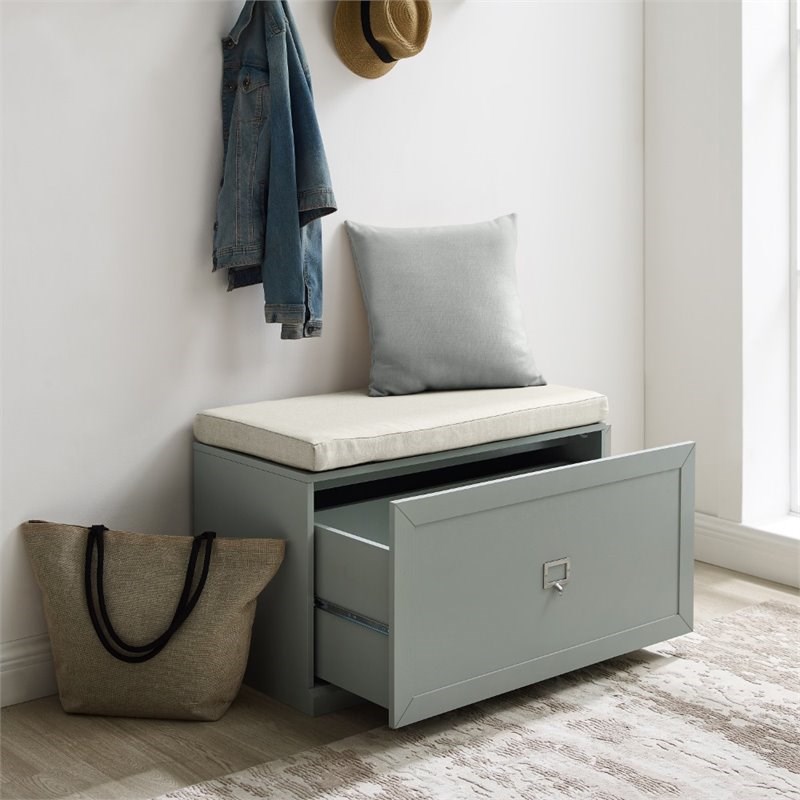 Crosley Furniture Harper Modern Wooden Entryway Bench in Gray and Creme