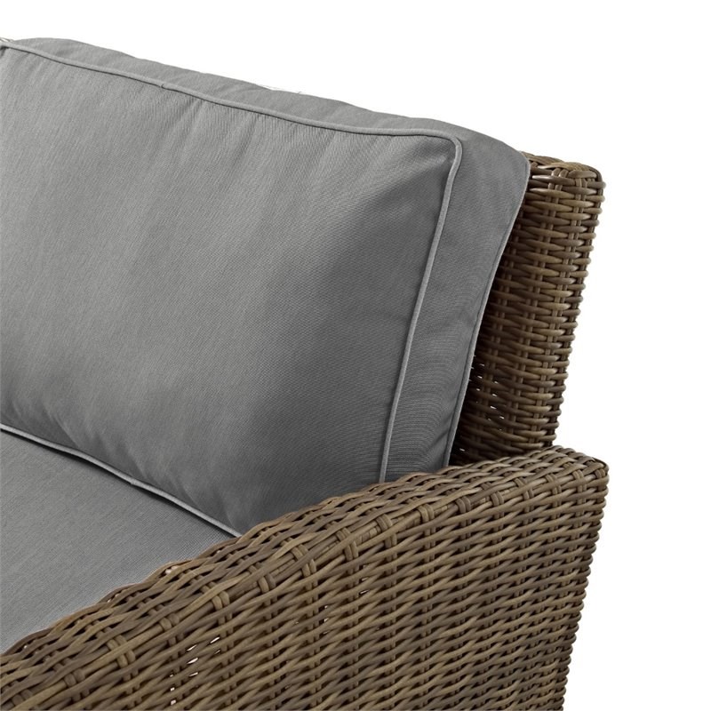 Crosley Furniture Bradenton Wicker Patio Armchair in Gray and Brown (Set of 2)