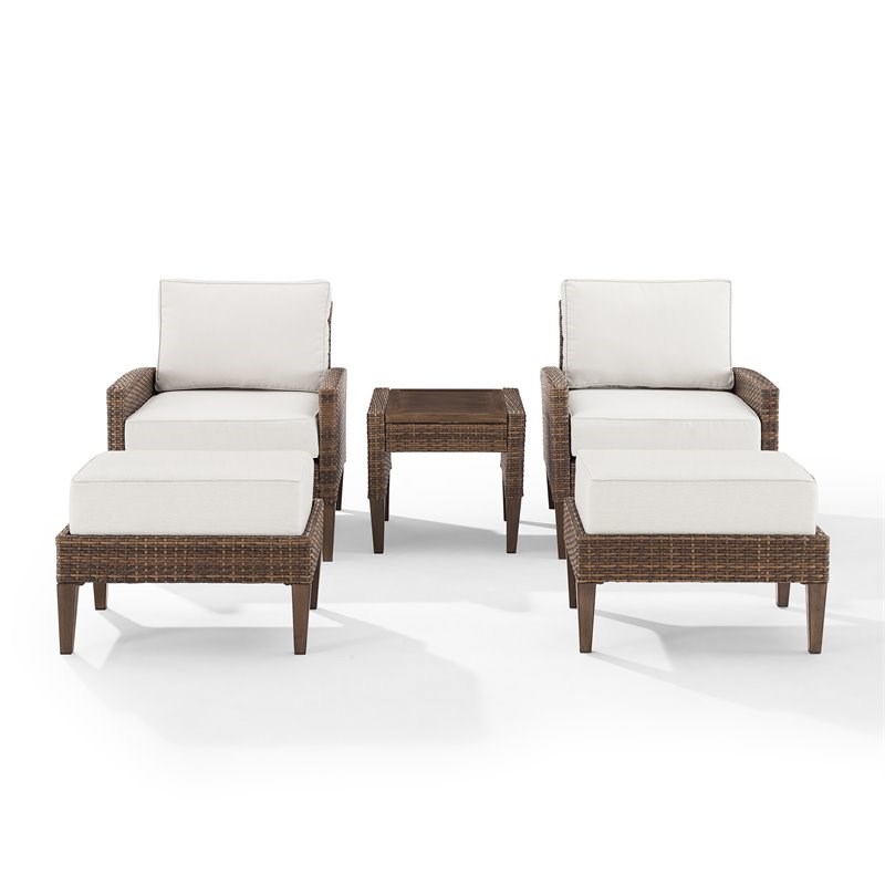 Crosley Furniture Capella 5-piece Modern Wicker Outdoor Chair Set in Brown