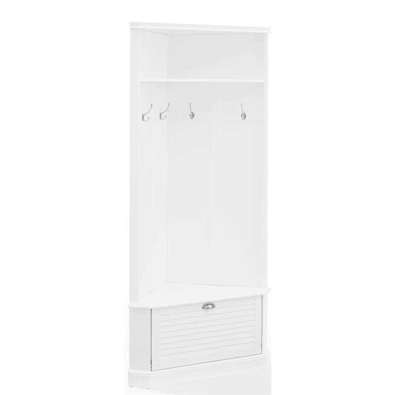 Crosley Furniture Ellison Coastal Wood Corner Hall Tree in White