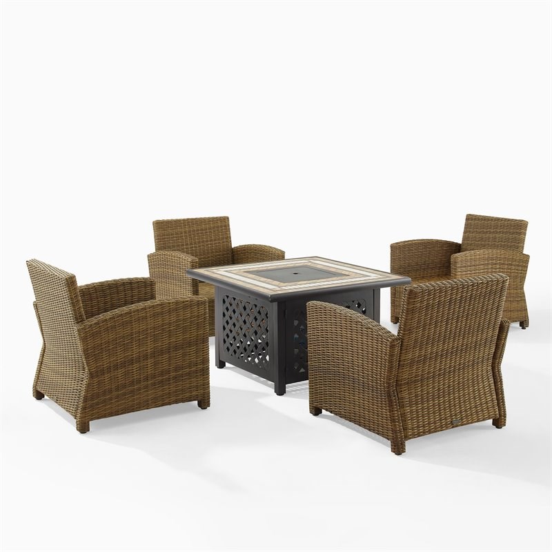 Crosley Furniture Bradenton 5-PC Conversation Set with Armchairs Gray/Brown