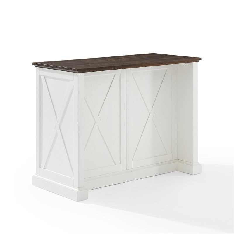 Crosley Furniture Clifton Modern Wood Kitchen Island in Distressed White/Brown