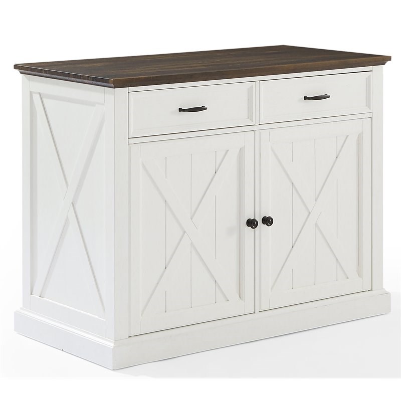 Crosley Furniture Clifton Modern Wood Kitchen Island in Distressed White/Brown