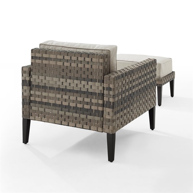 Crosley Furniture Prescott 2-PC Wicker Patio Arm Chair Set in Taupe/Brown