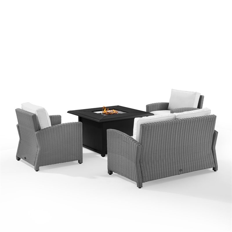 Crosley Furniture Bradenton 4-piece Wicker Outdoor Convo Set in White/Gray