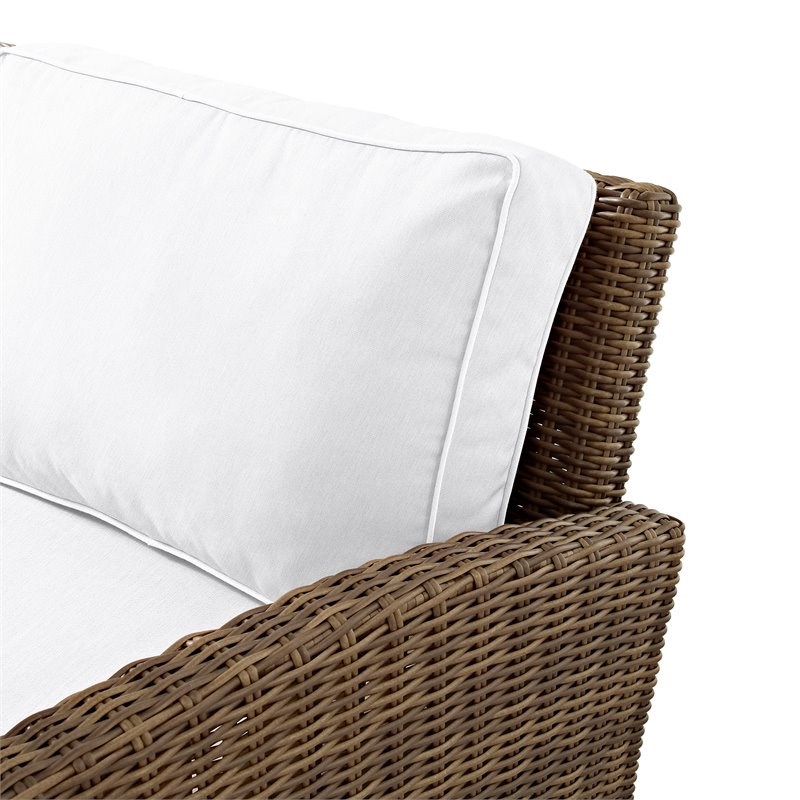 Crosley Furniture Bradenton 5-piece Wicker Outdoor Sofa Set in White/Brown