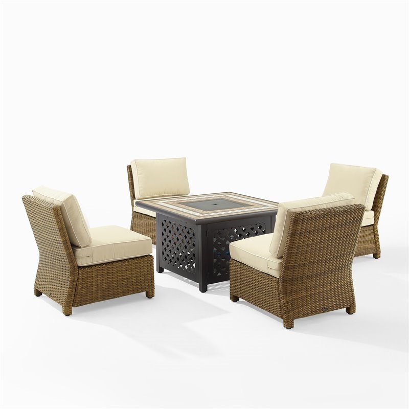 Crosley Furniture Bradenton 5PC Wicker Outdoor Conversation Set in Sand/Brown
