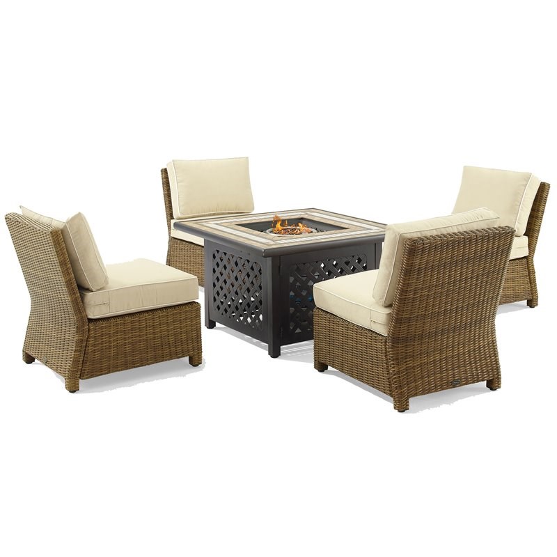 Crosley Furniture Bradenton 5PC Wicker Outdoor Conversation Set in Sand/Brown