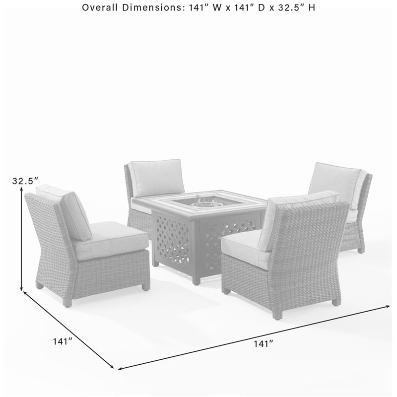 Crosley Furniture Bradenton 5PC Wicker Outdoor Conversation Set in Gray/Brown