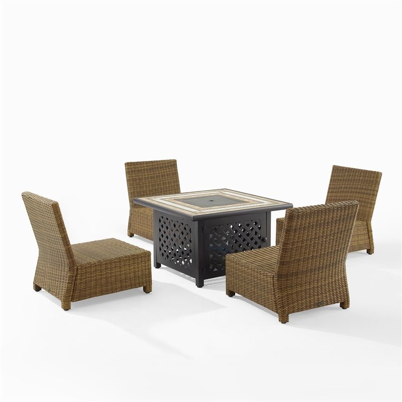 Crosley Furniture Bradenton 5PC Wicker Outdoor Conversation Set in Gray/Brown