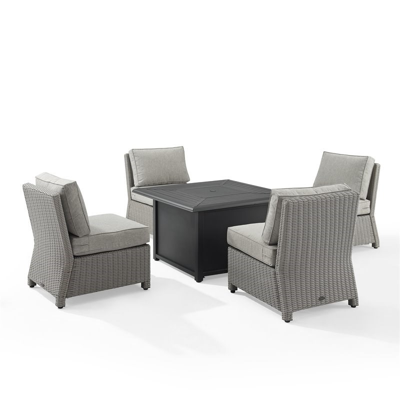 Crosley Furniture Bradenton 5-piece Wicker Outdoor Conversation Set in Gray