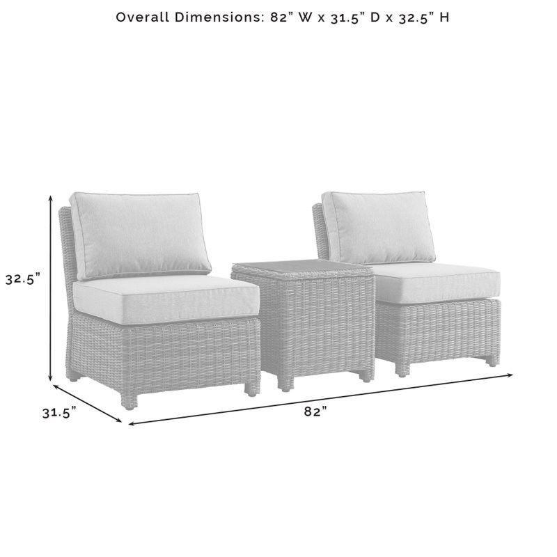 Crosley Furniture Bradenton 3-piece Traditional Wicker Outdoor Chair Set - Gray