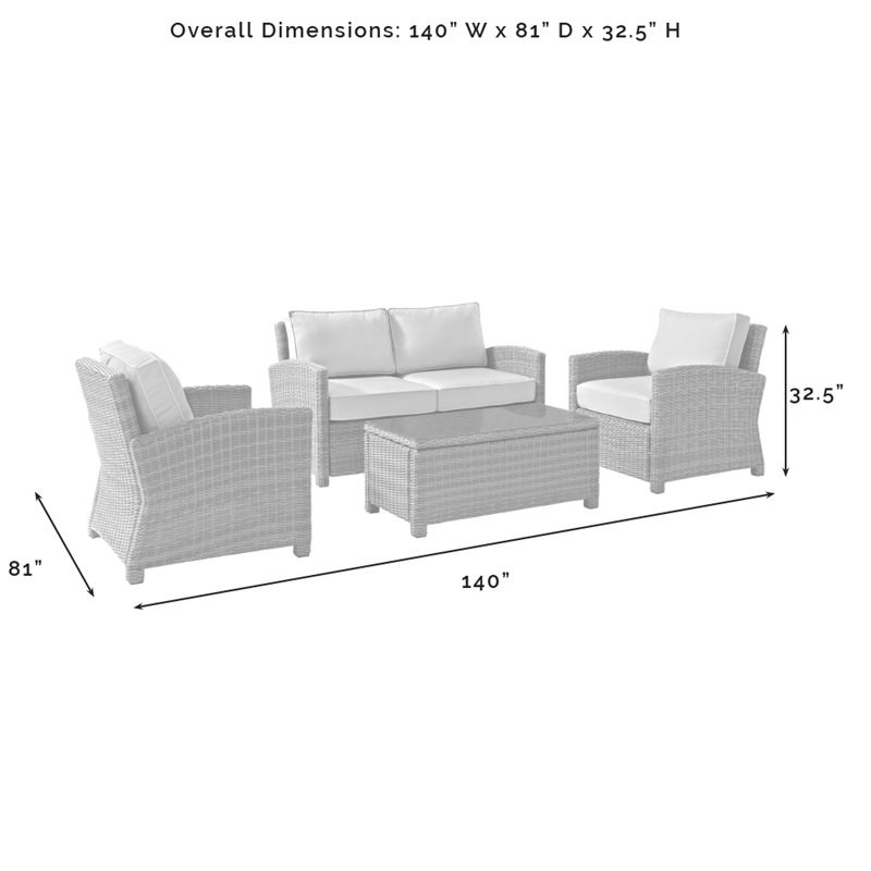 Crosley Furniture Bradenton 4-PC Wicker Outdoor Conversation Set in Gray/Brown