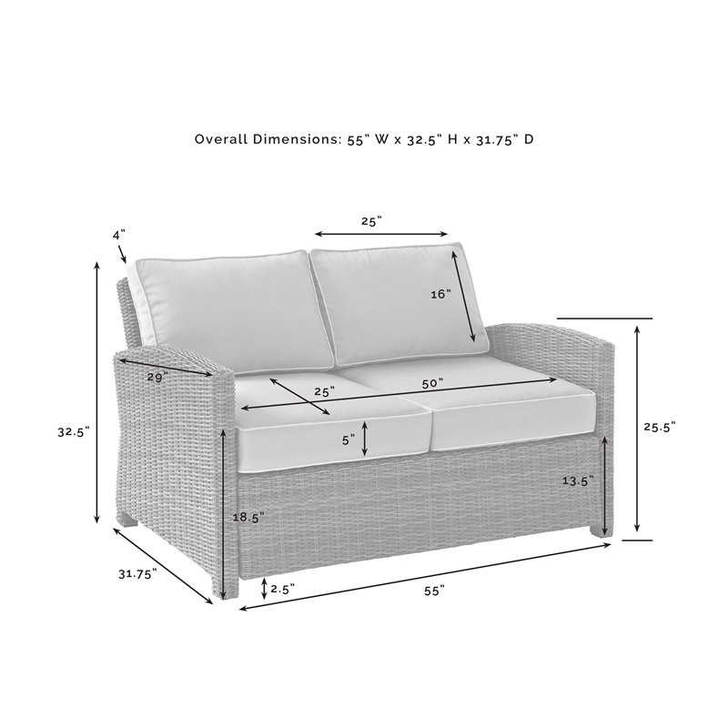 Crosley Furniture Bradenton 4-PC Wicker Outdoor Conversation Set in Navy/Gray