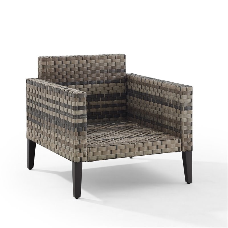 Crosley Furniture Prescott Modern Wicker Outdoor Armchair in Taupe/Brown