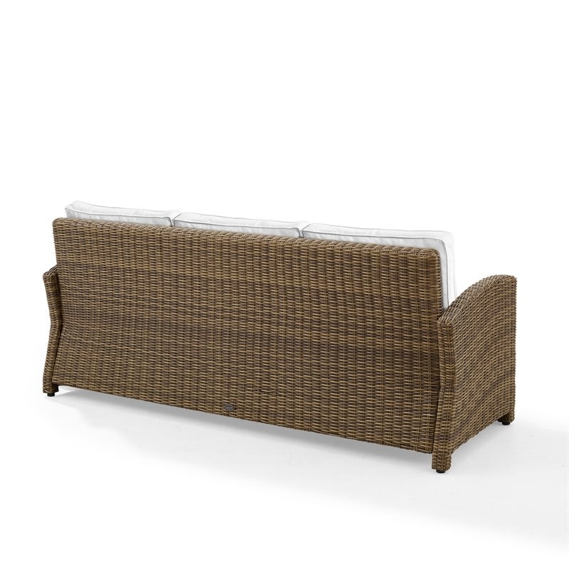 Crosley Furniture Bradenton Traditional Wicker Outdoor Sofa in White/Brown