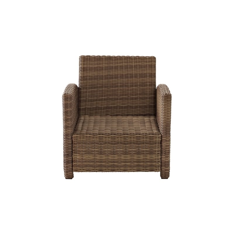 Crosley Furniture Bradenton Traditional Wicker Outdoor Armchair in White/Brown